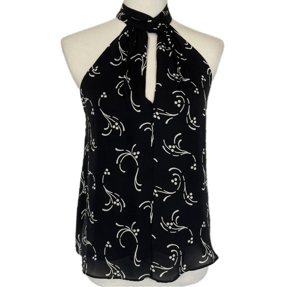 Joie Silk Keyhole Halter Neck Top Sz S Sleeveless Abstract Print Elegant Classic - Picture 1 of 11